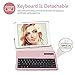 Keyboard Case iPad 9.7(6th Gen, 5th Gen) - iPad Air 2&1 - iPad Pro 9.7-360 Rotating - Detachable Keyboard - PU Leather Stand - iPad Case with Keyboard, (Rose Gold, 9,7)