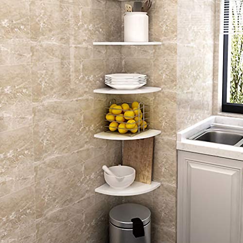 IronBuddy 4 Tier Floating Corner Shelf White Wall Mounted Corner