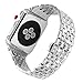 Ezzdo Apple Watch Diamond Band, Rhinestone Luxury Diamond Stainless Steel Replacement Bands for Apple Watch 38mm 42mm Series 1/2/3 (Silver, 38mm)
