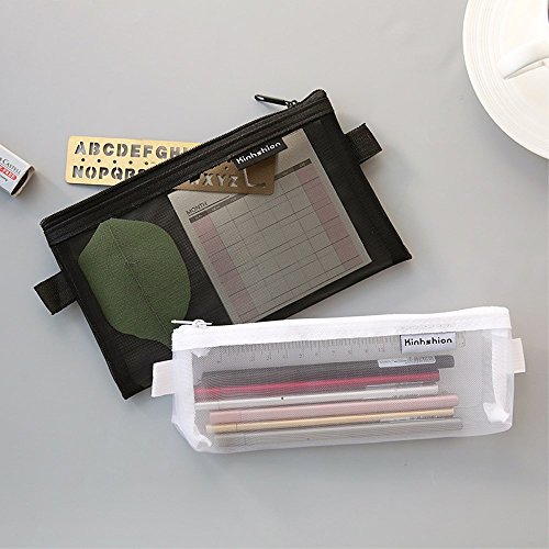 Shuxy 3 Pieces Zipper File Bags Organizer Mesh Zipper Pencil Case Storage Travel Holder Transparent Multipurpose Jewelry Candy Cosmetic Toiletry Stationary Pen Pencil Makeup Bag (Medium)