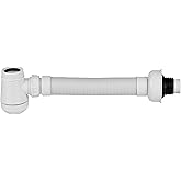 Flexible Bottle Trap for Bathroom Sink, 1-1/4 Inch P-Trap Drain Kit, White | 10-30 Inch Expandable Hose, Anti-Odor Seal, Cleanout Cup, Tool-Free, RV Ready, Rust-Proof