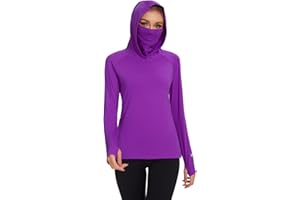 BASSDASH Women’s UPF 50+ Sun Protection Hoodie with Face Mask Neck Gaiter Breathable Long Sleeve Shirt for Hiking Fishing