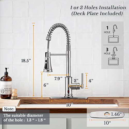 Touchless Kitchen Faucet with 3 Modes Pull Down Sprayer, ARRISEA Touch