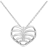 Controse Ribcage Necklace - Heart Pendant Design with Crystal