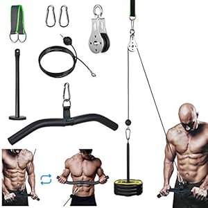 Katrol Kabel Systeem van Fitness voor lat Pulldown en Lift, 2m DIY Uitrusting met Handvatten en Laadplaat voor…