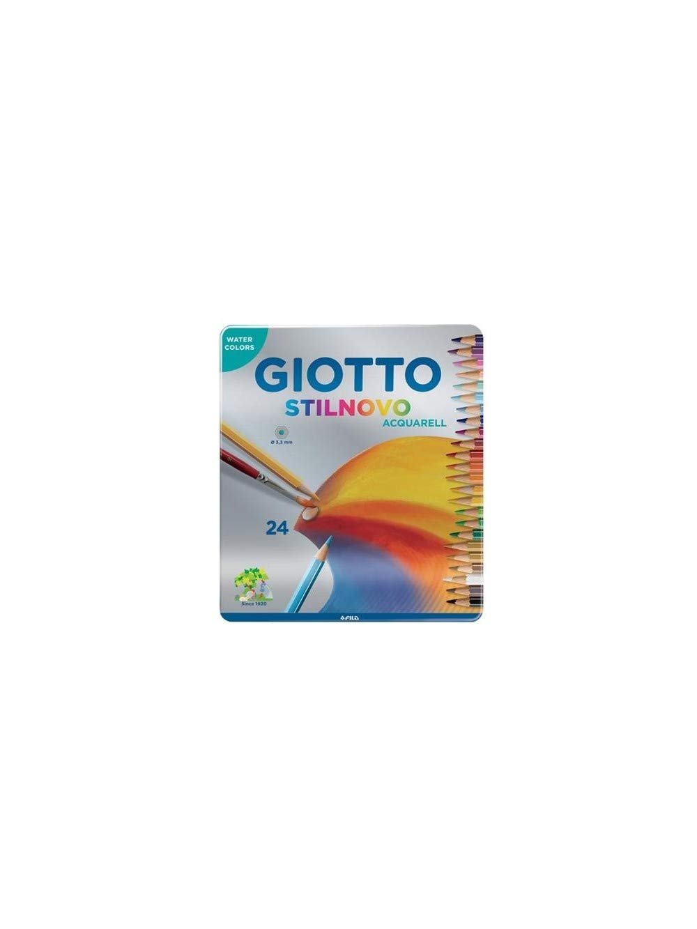 GIOTTO Stilnovo Acquarell Watercolour Colouring Pencils, 24 Assorted Colours, For Children, Parties and Schools