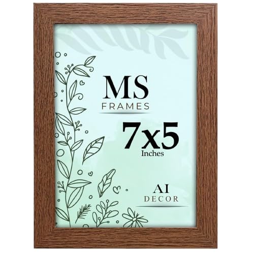 AI Decor 7x5 Inch Dark Oak Picture Frames (17.8x12.7 cm) Poster Frame - Clear Acrylic Display Poster MDF Wooden Portrait/Panoramic - Flat Wall Mount Hang Hooks & Free Tabletop Stand