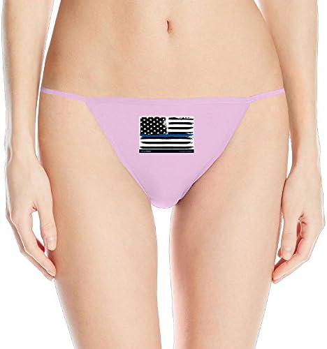Chion Women Blue Thin Line Flag Sexy T-Back Panties Thong Bikini Underwear