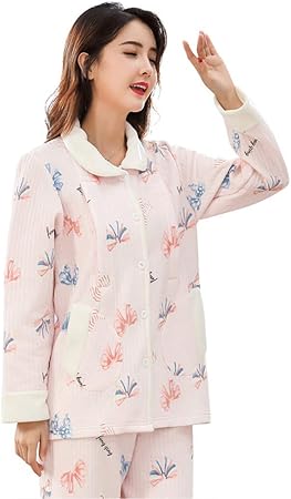 Hongna Pregnant Women Pajamas Postpartum Breastfeeding Pajamas Set Maternal Daily Home Wear Pink Blue Ladies Pajamas Color Pink Size Xl Amazon Co Uk Kitchen Home