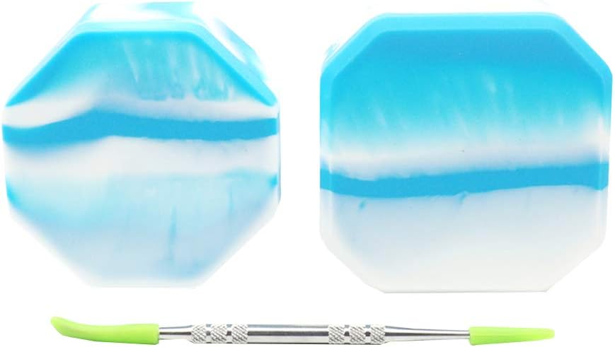 YHSWE Large 223ml Non-stick Silicone Oil Container Wax Concentrate Multi Use Storage Jar Sky Blue Set of 2 and a Carving Tool