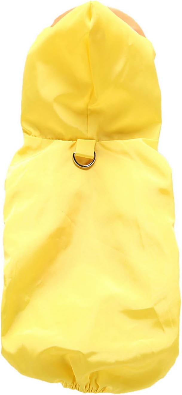 SMALLLEE_LUCKY_STORE Cute Duck Raincoat for Small Dogs with Hoood Leash D-ring Puppy Botton Down Rain Jacket Full Boby 4 leg Jumpsuit Lightweight Waterproof Clothes,Yellow XS - Image 4