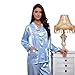 Womens Silk Satin Pajamas Set Sleepwear Loungewear Blue 2XL