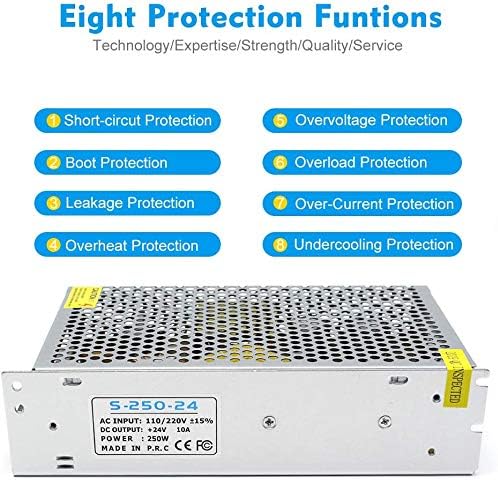 inShareplus 24V 10A 240W, DC Universal Regulated Switching Power Supply, 110/220V AC to DC 24 Volt LED Driver, Converter, Transformer for LED Strip Light, CCTV, Computer Project, 3D Printer - Image 3