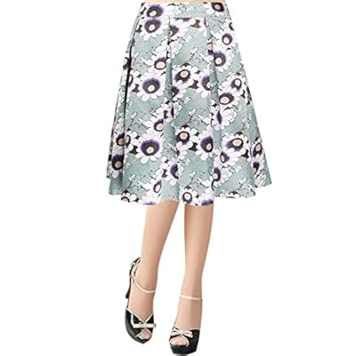 jntworld 2016 Printed Prom Midi Full Skirt Knee Length in Co-Ordinate Texture
