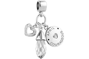 DWJSu January-December 12 Months Colors Birthstone Crystal Happy Birthday Heart Tear Drop Charms For Charm Bracelets Necklace