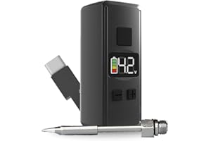 PENJAMIN Mini Rechargeable Soldering Iron Pen, with Built-In USB C Battery Cable, Adjustable Voltage 1.5v-4.2v, LED Display, Removable Thread Burner Tip (Black)