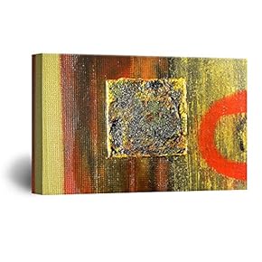 Canvas Wall Art - Abstract Golden Painting Color Composition - Giclee Print Gallery Wrap Modern Home Art Ready to Hang - 12x18 inches