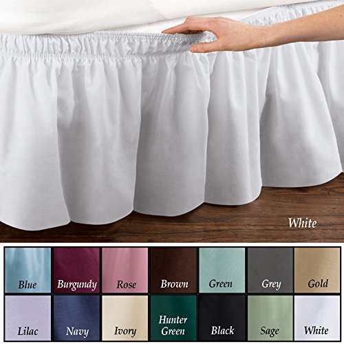 Collections Etc Wrap Around Bed Skirt, Easy Fit Elastic Dust Ruffle