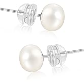 Valentine Gifts for Women Teen Girls Small Pearl Earrings,Handpicked Freshwater Pearl 6~10mm,Sterling Silver Stud Hypoallergenic Earrings For Women