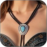 Western Bolo Tie for Women,Gold Cowgirl Cowboy Turquoise Necklace Vintage Rodeo Country Concert Necktie Long Chain Y Necklaces Western Jewelry Outfits Accessories Color-Teardrop