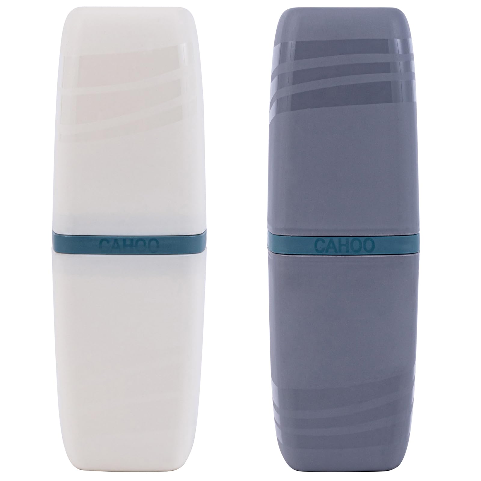2 Pcs Travel Toothbrush Case and Carrier, Plastic Portable Business Trips Wash Cup Holder Organizer for Trips and Daily Use (White+Grey)