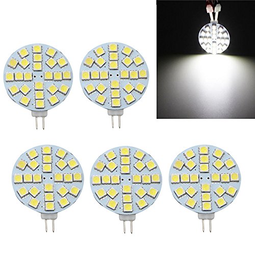 Spevert G4 LED Bulbs,60W Halogen Bulbs Equivalent,5050 SMD 6W 12V AC/DC Bi Pin Light LED Light Bulbs for Car, Boat, Marine, RV, Cabinet, Decorative Lighting Cool White – 5 Pack
