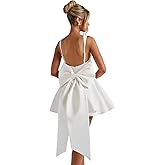 Wchecalino Short Wedding Dresses for Bride 2026 Simple Bridal Shower Dress Boho Mini Wedding Reception Gowns