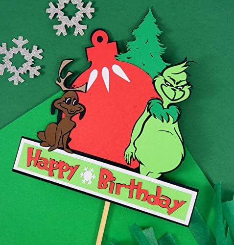 Amazon.com: Christmas Birthday Grinch Cake Topper : Handmade Products