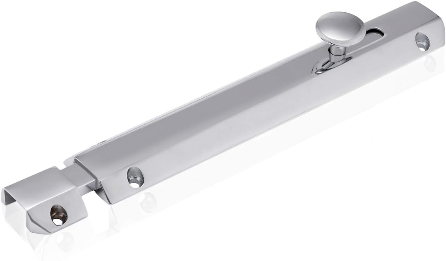 XFORT® 4 Inch Polished Chrome Surface Bolt, Heavy Duty Internal Door Bolt with Smooth Rounded Casing