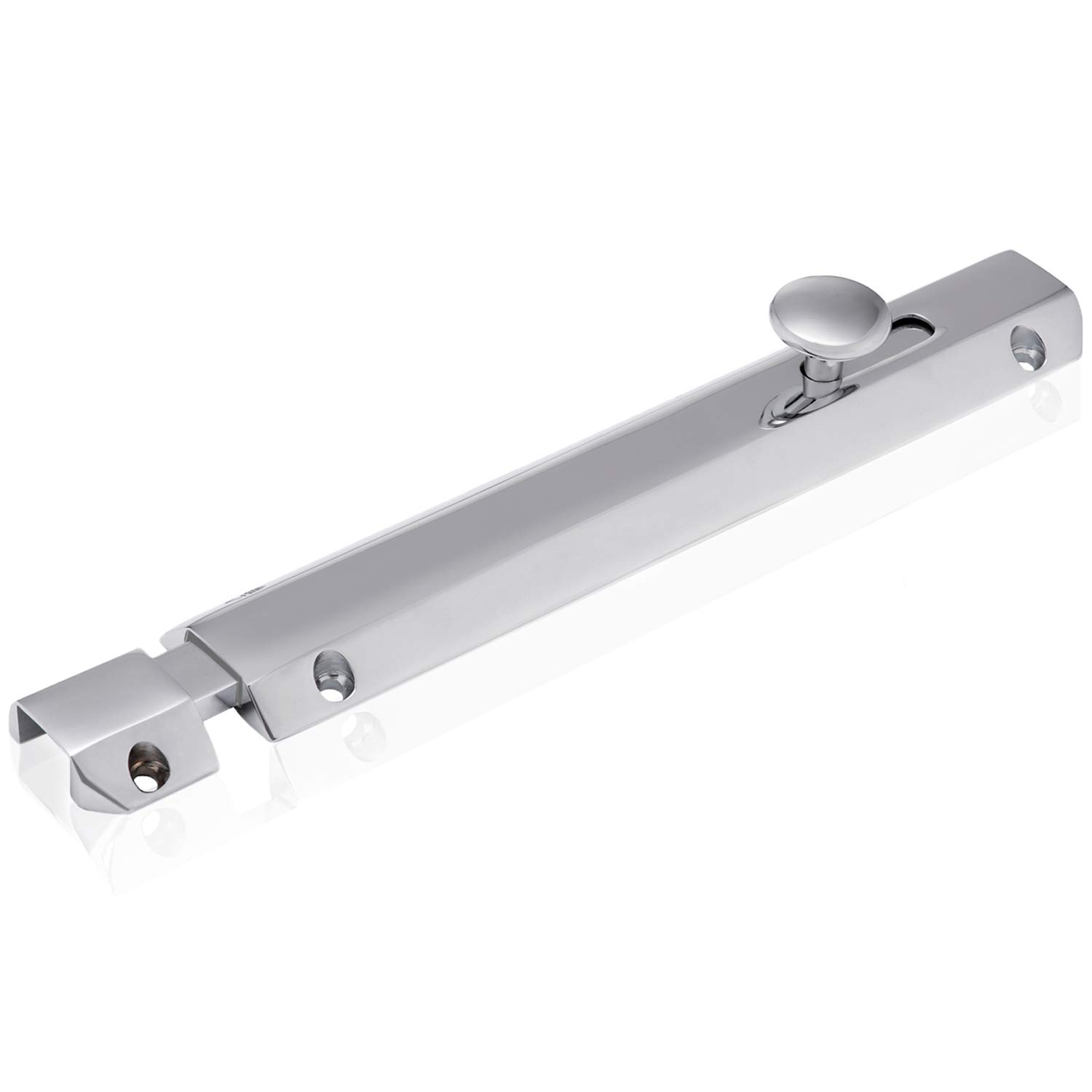 XFORT® 4 Inch Polished Chrome Surface Bolt, Heavy Duty Internal Door Bolt with Smooth Rounded Casing, Concealed Slide Bolt Maximises Security, Durable and Reliable Sliding Door Lock (100mm)
