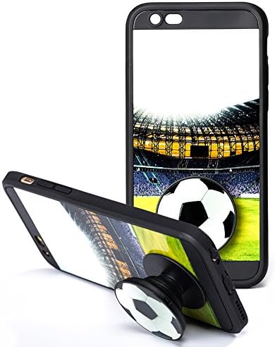 iPhone 6s Case,iPhone 6 Case with Pop up Kickstand and Grip [Shockproof +Anti-Scratch] Fashion Soft TPU Bumper and Holder Stand White Cover Case for iPhone 6s/6 4.7 Inch Soccer