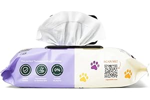 WIPEMATE Lavender XL Pet Wipes for Medium to Large Dogs & Cats, No-Rinse Solution, Hypoallergenic, Gentle, Deodorizing - Pet Wipes for Cleans Paws, Ears, Fur, Butt, & Anal Glands (100 ct)