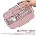 Bento Box for Kids Bento Box for Adults, lunch box with 3 Compartments, Wheat Straw Leakproof Microwave Safe Lunch Box Food Container(Stainless Spoon Fork Included,Pink)
