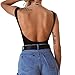 MOLFROA Women's Sexy Low Cut Chest Knot Backless Rib Bottoming Vest Bodysuit Rompers (Black,S)