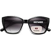 PUBOWT Bifocal Reading Sunglasses for Women Oversized Cat eye Fashion Sun Reader Spring Hinge Eyewear UV Protection PT2001C