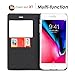 iPhone 7 Plus Case, iPhone 8 Plus Case, Premium Leather PU Flip Folio Wallet Case with View Window Stand Kicstand Card Holder Magnetic Closure TPU Bumper Full Cover Slim Leather Case Feitenn - Black