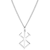 Berserker Rune Pendant Necklace for Men Women Bindrune Symbol Hypoallergenic Stainless Steel Nordic Logo Emblem Norse Amulet Talisman Sign Faith Unique Brother Father Son Birthday Dainty 24inch