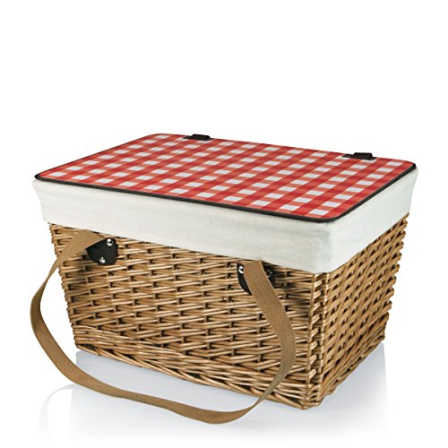 Picnic Time Canasta Basket with Red Check Lid Picnic Time Canasta Basket with Red Check Lid