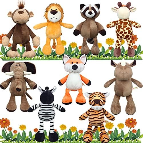 9 Pieces Plush Jungle Animals Toys Safari Stuffed Animals Bundle 9.9