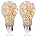 DORESshop LED A19 Filament String Light Bulbs, 15W Incandescent Equivalent, E26 Base Decorative Antique Filament LED Starry Fairy Light, Indoor Hanging Lights for Christmas Festival, Warm White, 2Pack
