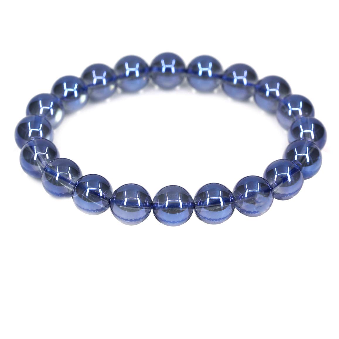 CHENYUE Natural Aqua Blue Clear Quartz Gemstone 10mm Round Beads Stretch Bracelet 7" Unisex โ image 1