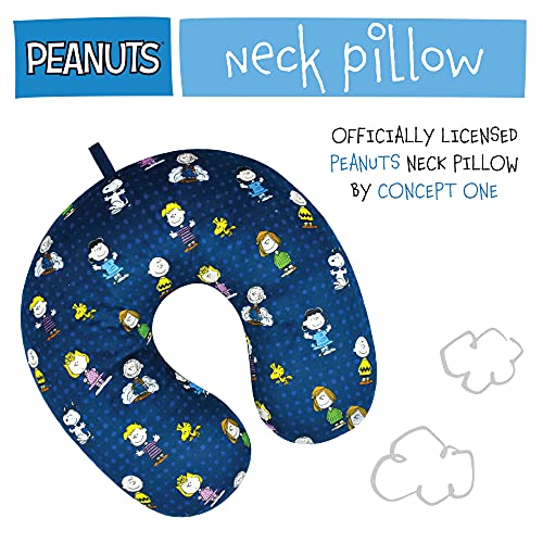 Concept One Peanuts Characters Portable Travel Neck Pillow, Navy Blue