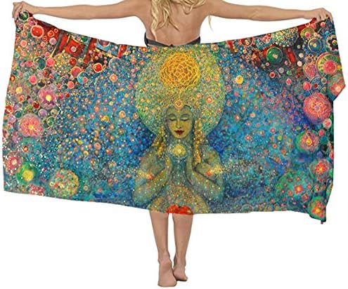 AllDECOR Buddha Trippy Women Scarf Shawl Beach Swimwear Wrap Bikini Sarong