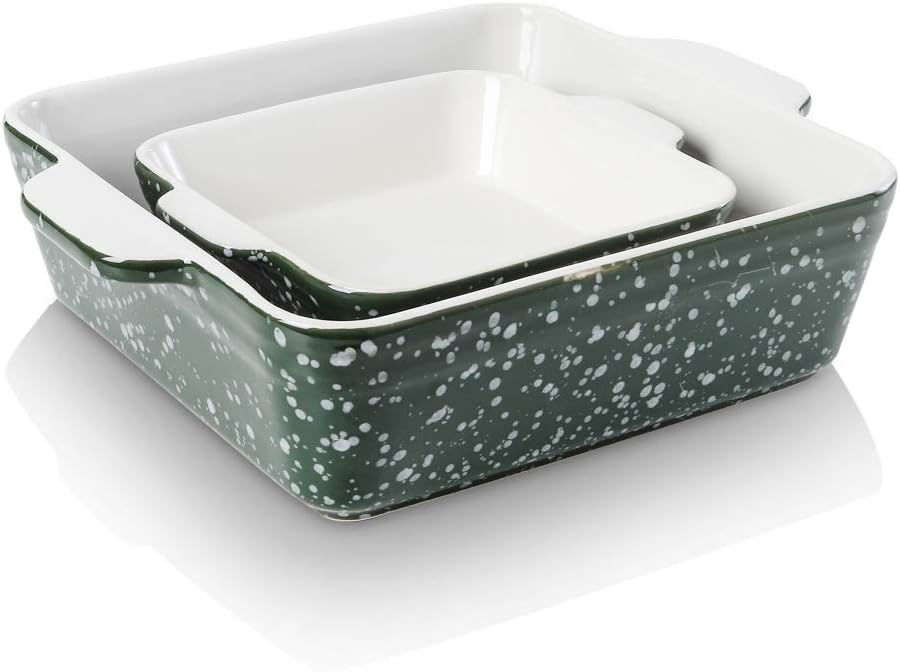 KOOV Ceramic Baking Dish Set of 2, Square Baking Pan 8 x 8