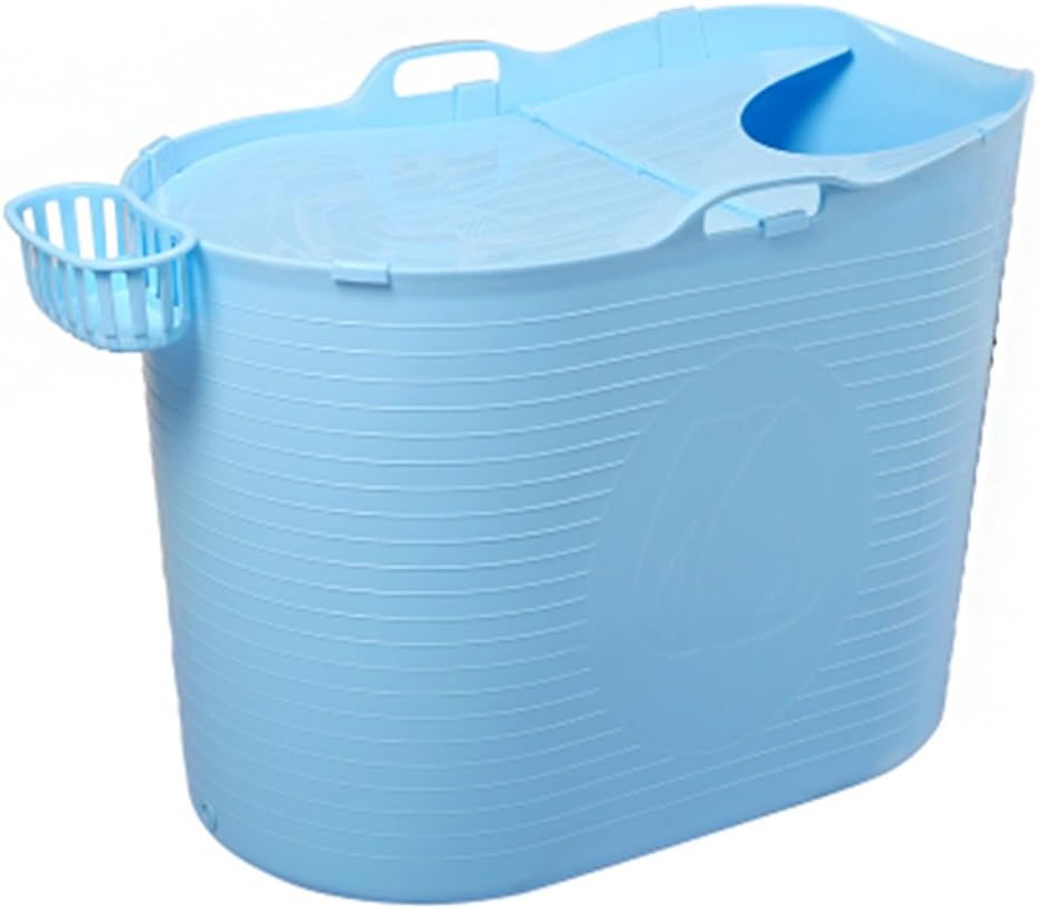AJZGF Adult foldable home plastic thickened covered bathtub Bathtub ( Color : Blue )