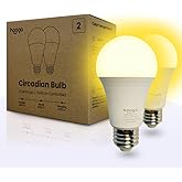 hooga Circadian Rhythm Full Spectrum LED Light Bulb - 2700K, 2100K, 1400K, Flicker-Free, Blue Light Free Night Mode, 7W Energ
