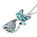 BONSNY Statement Enamel Alloy Chain Cat Necklaces Pendant Original Design For Women (Blue)
