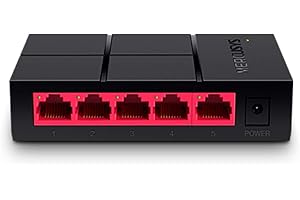 Mercusys MS105G 5-Port Gigabit Ethernet Switch – 10/100/1000 Mbps, Plug & Play, Auto MDI/MDIX, Compact Plastic Housing, Silen