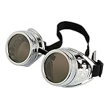 New Sell Vintage Steampunk Goggles Glasses Welding Cyber Punk Gothic (Silver)