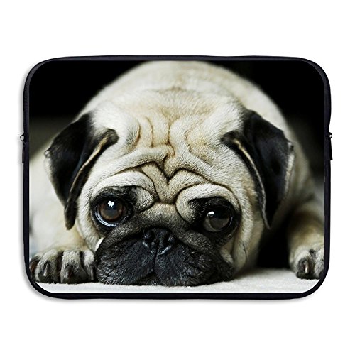 D-MUSE Portable Waterproof Cute Pug Neoprene Laptop Sleeve Bag MacBook Pro MacBook Air Notebook Computer Storage Bags Zipper Pocket Cover 13 Inch